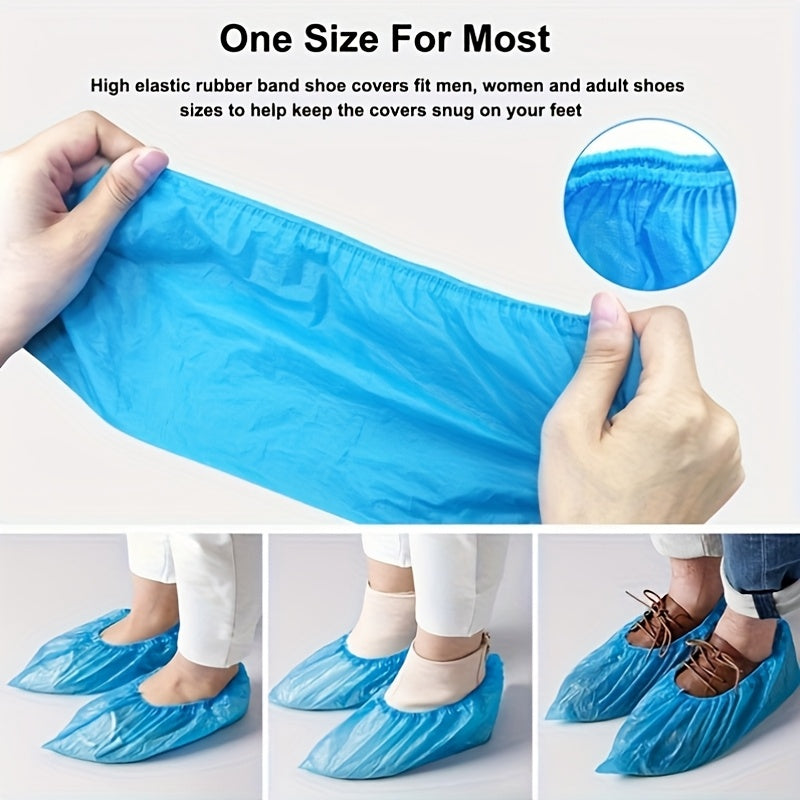 60pcs\u002F120pcs Elastic Disposable Non-Woven Shoe Covers - Durable Polyester, Non-SlipUniversal Fit For Indoor Use Footwear Protectors- Universal In Bathrooms.ocalWarehouse